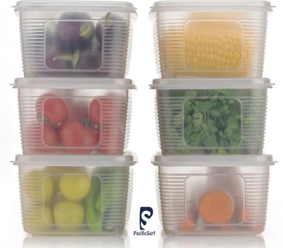 PacificSurf Plastic Fridge Container  - 1800 ml(Pack of 6, Clear)