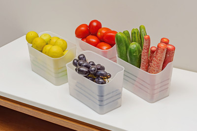 HASHFLOW Plastic Fridge Container  - 1200 ml(Pack of 4, Clear)
