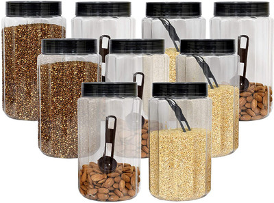 KUBER INDUSTRIES Plastic Grocery Container  - 1800 ml(Pack of 9, Grey)