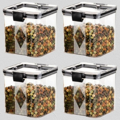 ADMONITION Plastic Bread Container  - 700 ml(Pack of 4, Black, White)