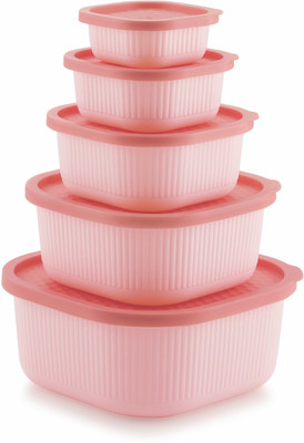 JIGSHTIAL Plastic Bread Container  - 3050 ml, 1900 ml, 1100 ml, 590 ml, 290 ml(Pack of 5, Pink)