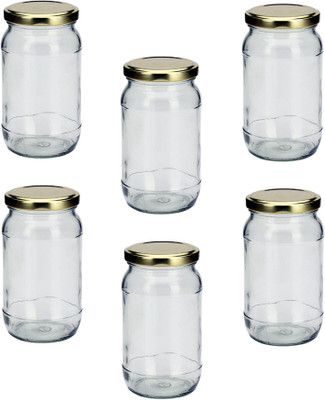 AFAST Glass Cookie Jar  - 400 ml(Pack of 6, Clear)