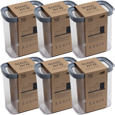 Stacpro Polypropylene, Plastic Grocery Container  - 1700 ml(Pack of 6, Grey)
