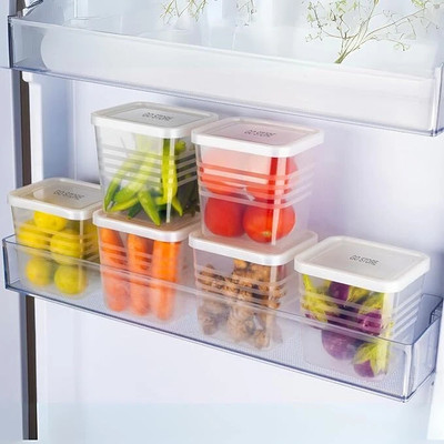 VIVAN Plastic Fridge Container  - 800 ml(Pack of 6, White)