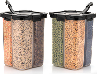 QEXTY Plastic Grocery Container  - 2500 ml(Pack of 2, Black)