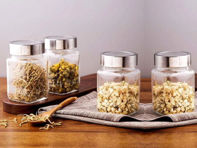 PANEL'S Glass Grocery Container  - 300 ml(Pack of 6, Clear)