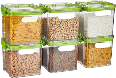 Gripwell Plastic Grocery Container  - 700 ml(Pack of 6, Green)