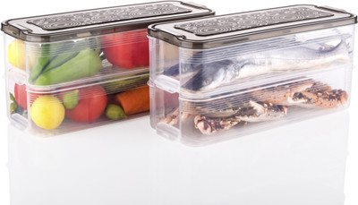 RANIC Plastic Fridge Container  - 2500 ml(Pack of 4, Black)