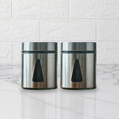 Femora Steel Grocery Container  - 700 ml(Pack of 2, Silver)