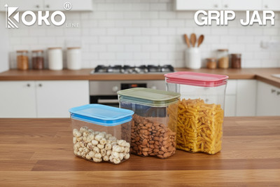 KOKOLINE Plastic Utility Container  - 1600 ml, 1900 ml, 2200 ml(Pack of 3, Pink, Green, Blue)