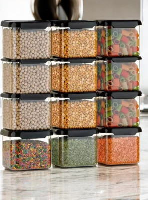 JORDY Plastic Grocery Container  - 500 ml(Pack of 12, Clear)