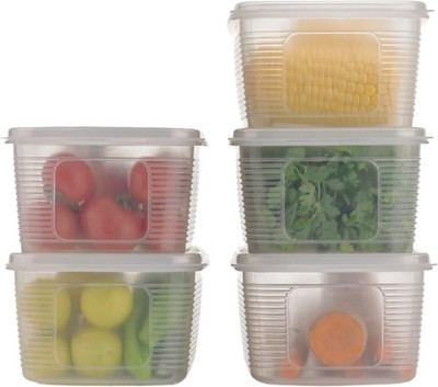 Finner Plastic Fridge Container  - 1800 ml(Pack of 5, White)