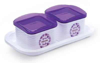 Trueware Plastic Cookie Jar  - 500 ml, 500 ml(Pack of 3, Purple, White)
