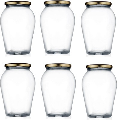AFAST Glass Cookie Jar  - 1000 ml(Pack of 6, Clear)