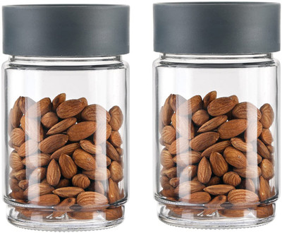 Randal Glass Grocery Container  - 750 ml(Pack of 2, Grey)