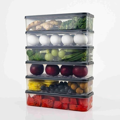 Buynow Plastic Fridge Container  - 1200 ml(Pack of 6, Clear)