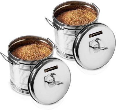 V Metal Arts Stainless Steel Grocery Container  - 5 kg(Pack of 2, Silver)