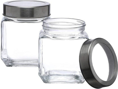 shree labh mart Glass Grocery Container  - 600 ml(Pack of 2, Clear)