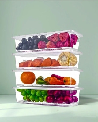 Charmpeak Plastic Fridge Container  - 1500 ml(Pack of 4, Multicolor)