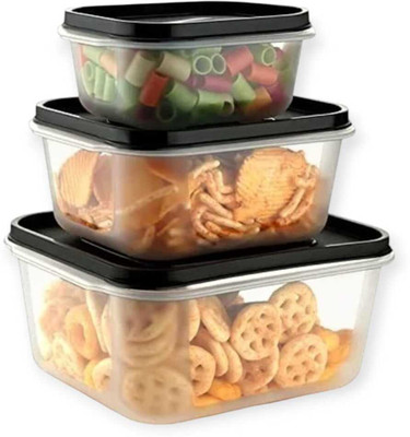 Quirkonic Plastic Utility Container  - 2400 ml, 1400 ml, 700 ml(Pack of 3, Black)