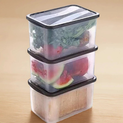 ADMONITION Plastic Grocery Container  - 2000 ml(Pack of 3, Clear, Black)