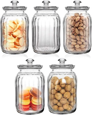 Star Work Glass Grocery Container  - 1500 ml(Pack of 5, Clear)