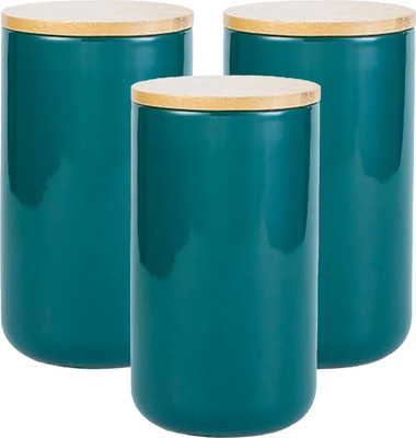 The Better Home Ceramic Utility Container  - 1000 ml(Pack of 3, Green)