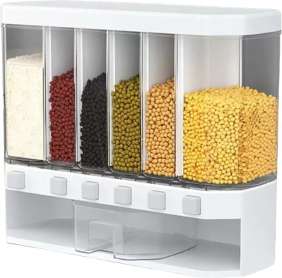 PYXBE Plastic Cereal Dispenser  - 10 L(White, Clear)