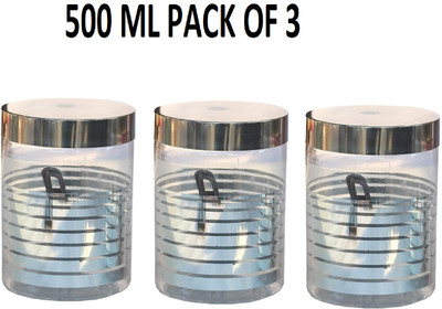 Eos Plastic Grocery Container  - 500 ml(Pack of 3, Silver)