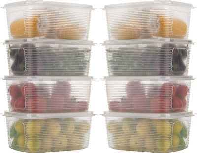 Sentricus Plastic Fridge Container  - 1800 ml(Pack of 8, Clear)