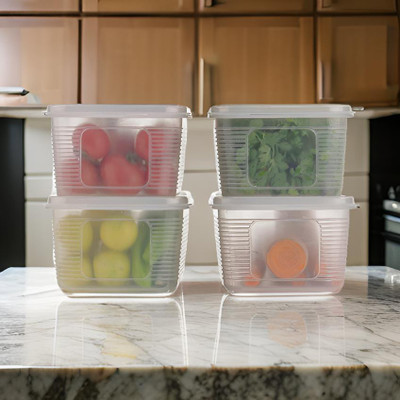 nariya Plastic Fridge Container  - 1800 ml(Pack of 4, White)