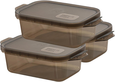 Smarty shoppers Plastic Fridge Container  - 1200 ml(Pack of 3, Brown)
