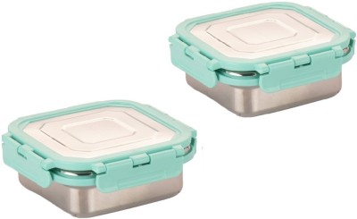 SHOPOBOX Leak Proof Click and Seal Lock Stainless Steel Storage 350ml250ml 2 Containers Lunch Box(350 ml, Thermoware)