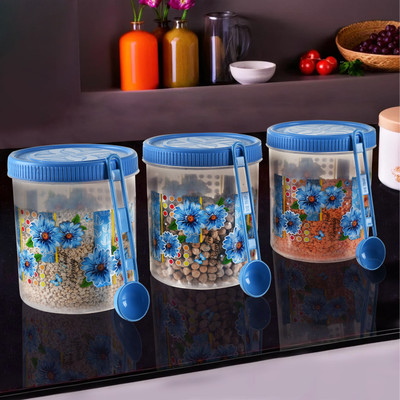 KUBER INDUSTRIES Plastic Utility Container  - 1000 ml(Pack of 3, Blue)