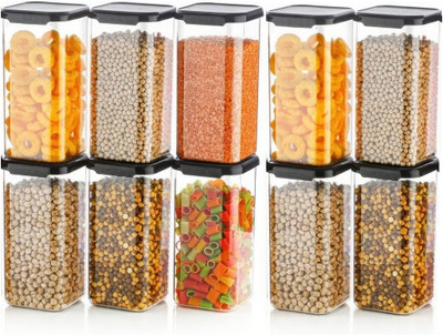 Linear Plastic Grocery Container  - 1600 ml(Pack of 10, Black)