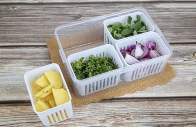 Exvora Enterprises Plastic Fridge Container  - 1000 ml(White)
