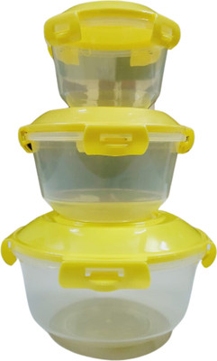 ASenterprises Plastic Fridge Container  - 200 ml(Pack of 3, Yellow)