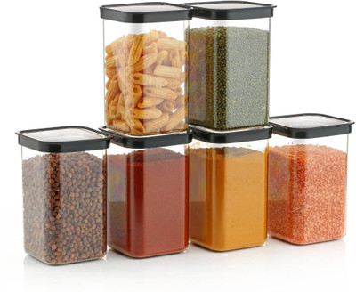 Ecodex Plastic Grocery Container  - 1100 ml(Pack of 6, Black)