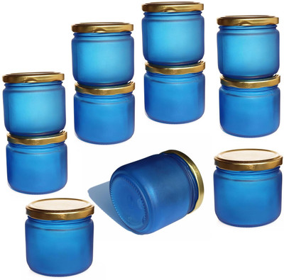 Pure Source India Glass Cookie Jar  - 150 g(Pack of 12, Blue)