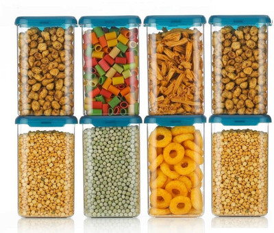 Sentricus Plastic Grocery Container  - 1100 ml(Pack of 8, Clear)