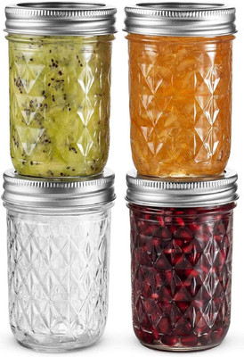AshandRoh Glass Grocery Container  - 320 ml(Pack of 4, Clear)