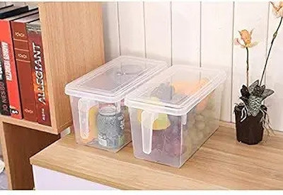 KDZONE Plastic Fridge Container  - 1.5 L(Pack of 2, Clear)