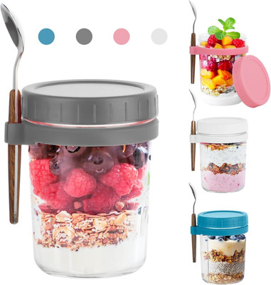 JIGNESH SOLANKI Glass Cookie Jar  - 350 ml(Multicolor)