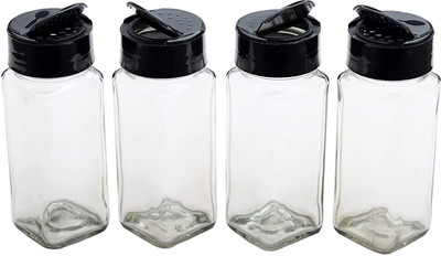 RUTVIHK Glass Grocery Container  - 120 ml(Pack of 4, Clear)