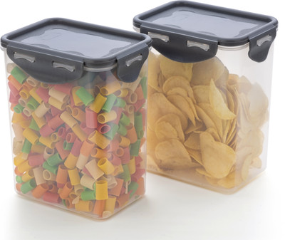 DAWAN Plastic Fridge Container  - 1500 ml(Pack of 2, Grey)