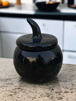 Malaikah Ceramic Tea Coffee & Sugar Container  - 300 ml(Black)
