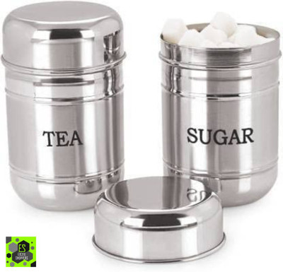 Excite Shoppers Steel Tea Coffee & Sugar Container  - 800 ml(Pack of 2, Silver)