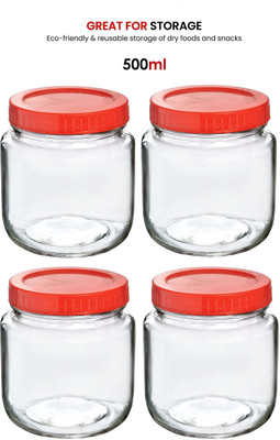 Coozico Glass Grocery Container  - 250 ml(Pack of 4, Clear)