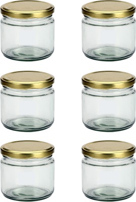 AFAST Glass Cookie Jar  - 350 ml(Pack of 6, Clear)