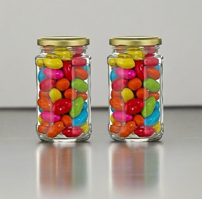 keskriva Glass Grocery Container  - 490 ml(Pack of 2, Clear)